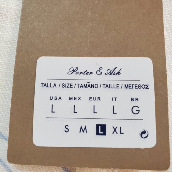 NWT PORTER & ASH SZ L Men's Linen Blend Floral White & Blue Short Sleeve Shirt - Picture 8 of 12